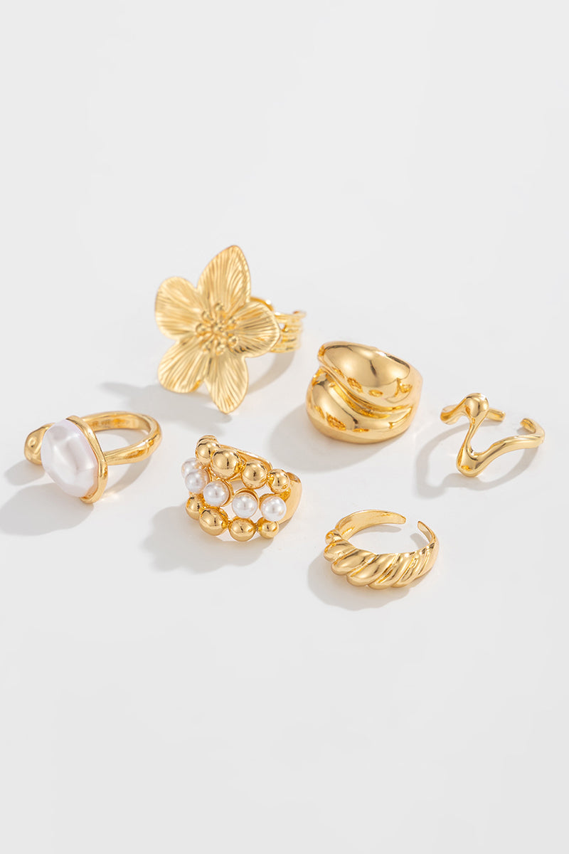 Elegant Gold Statement Rings Set