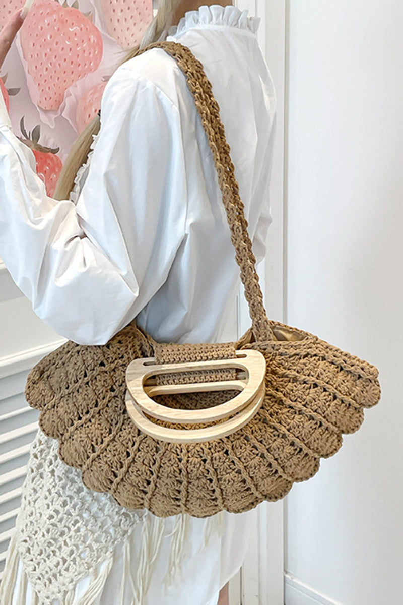 Handcrafted Knit Wooden Handle Bag