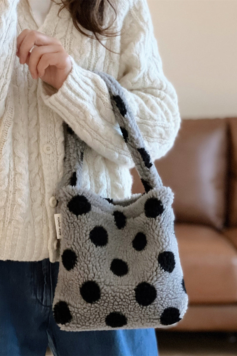 Polka Dot Fluffy Handle Bag