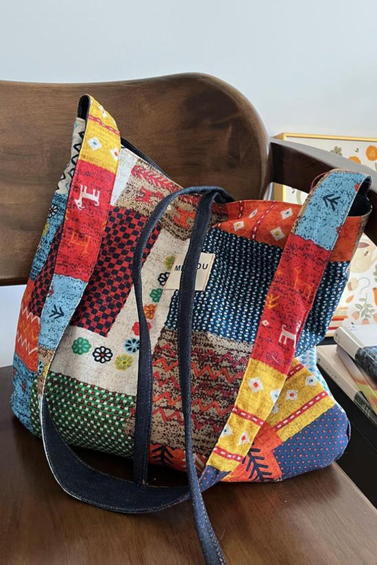 Patchwork Tote with Plush Charm