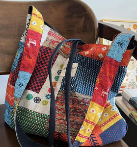 Patchwork Tote with Plush Charm