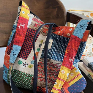 Patchwork Tote with Plush Charm
