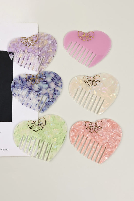 Heart-Shaped Bow Accent Hair Comb