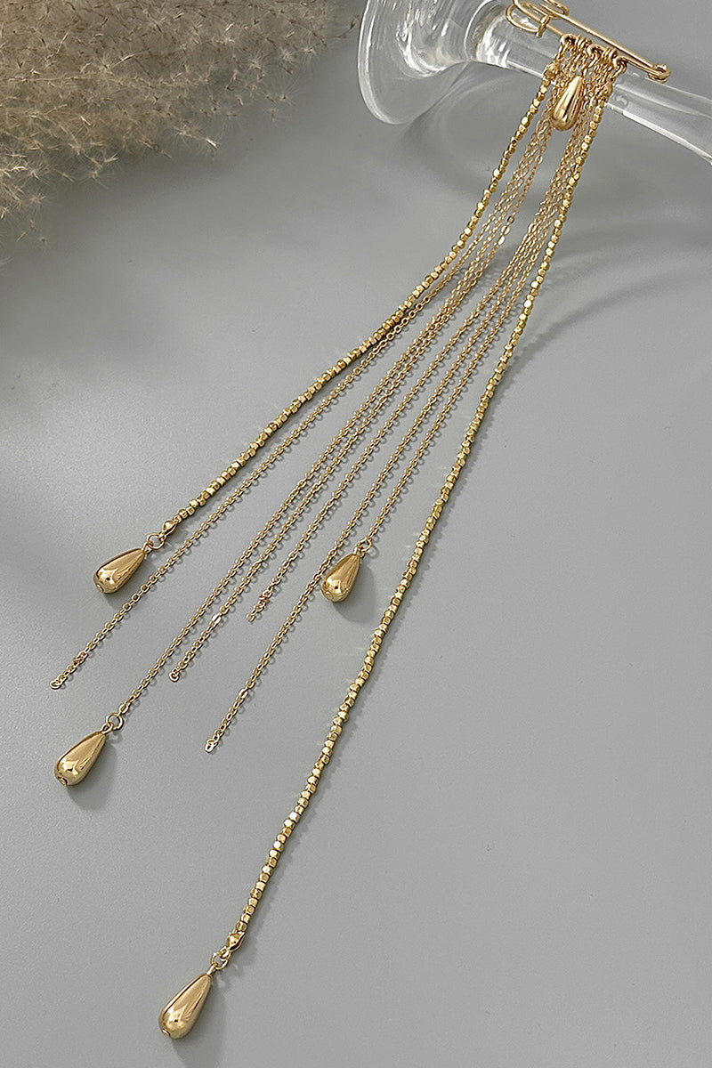 Elegant Pin Brooch with Chain Detail