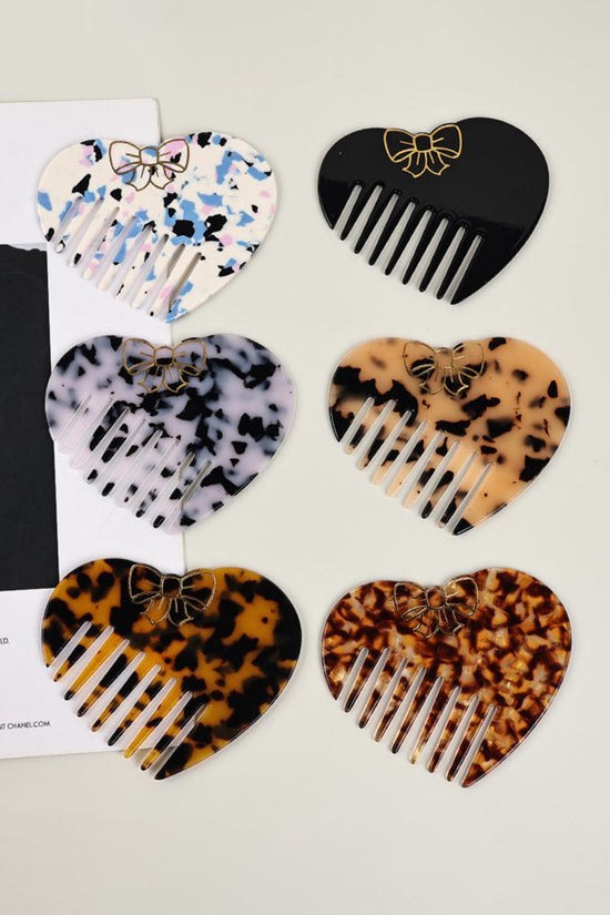 Heart-Shaped Bow Accent Hair Comb