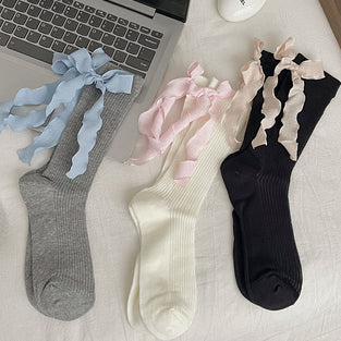 Ribbon-Trimmed Ankle Socks