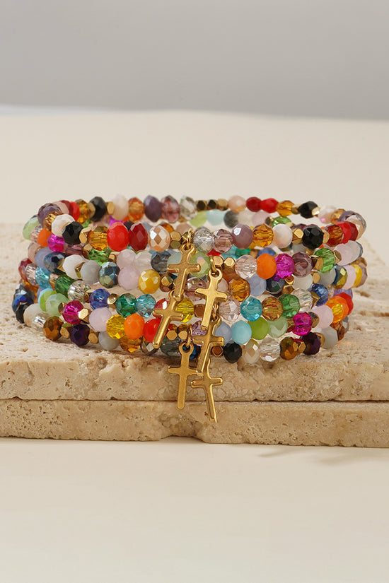 Colorful Beaded Cross Bracelet