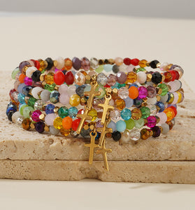 Colorful Beaded Cross Bracelet