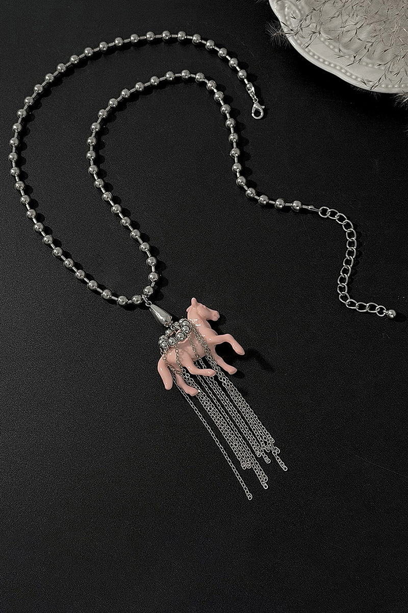 Elegant Beaded Horse Pendant Necklace