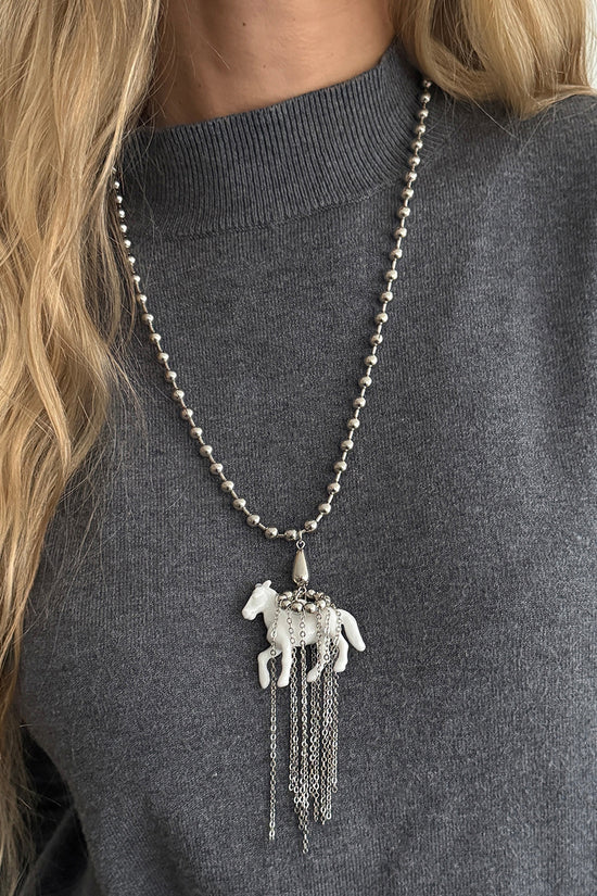 Elegant Beaded Horse Pendant Necklace