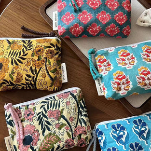 Floral Print Zipper Pouch