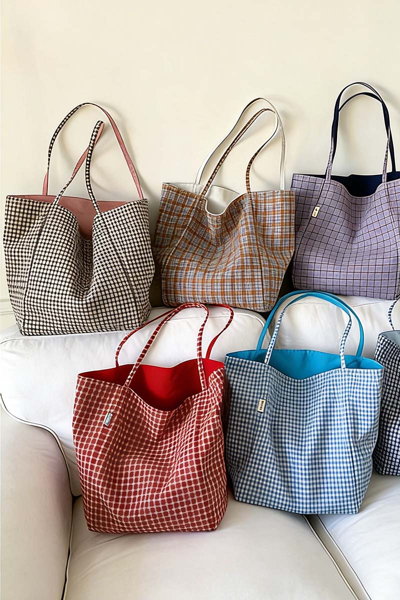 Stylish Checkered Tote Bag