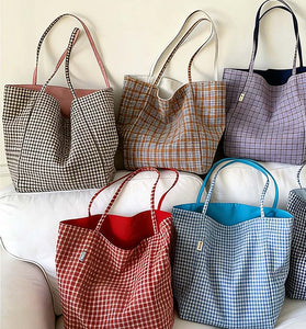 Stylish Checkered Tote Bag