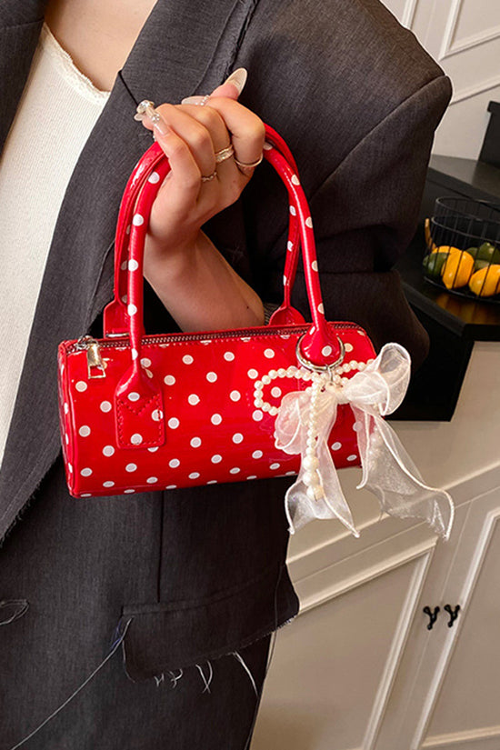 Polka Dot Pearl-Embellished Handbag