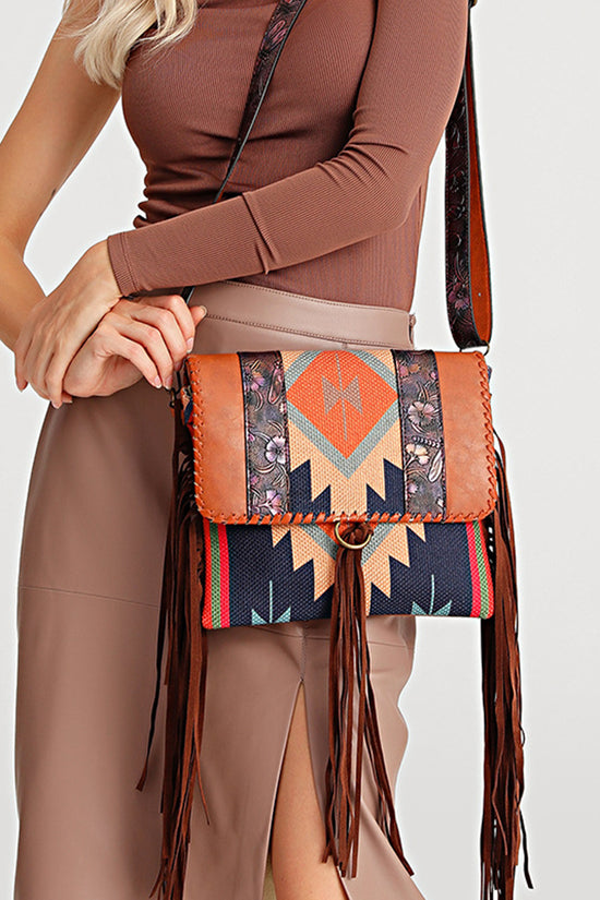 Geometric Fringe Crossbody Bag