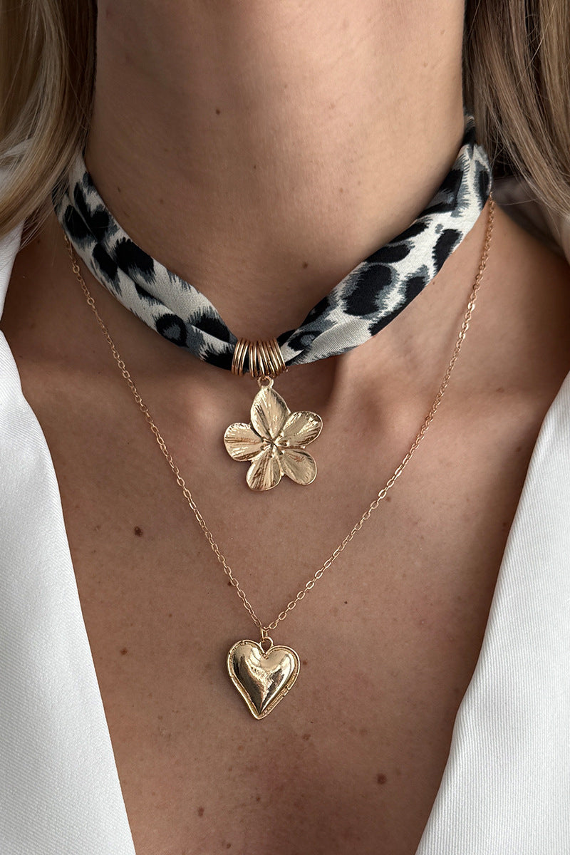 Heart Floral Charm Necklace