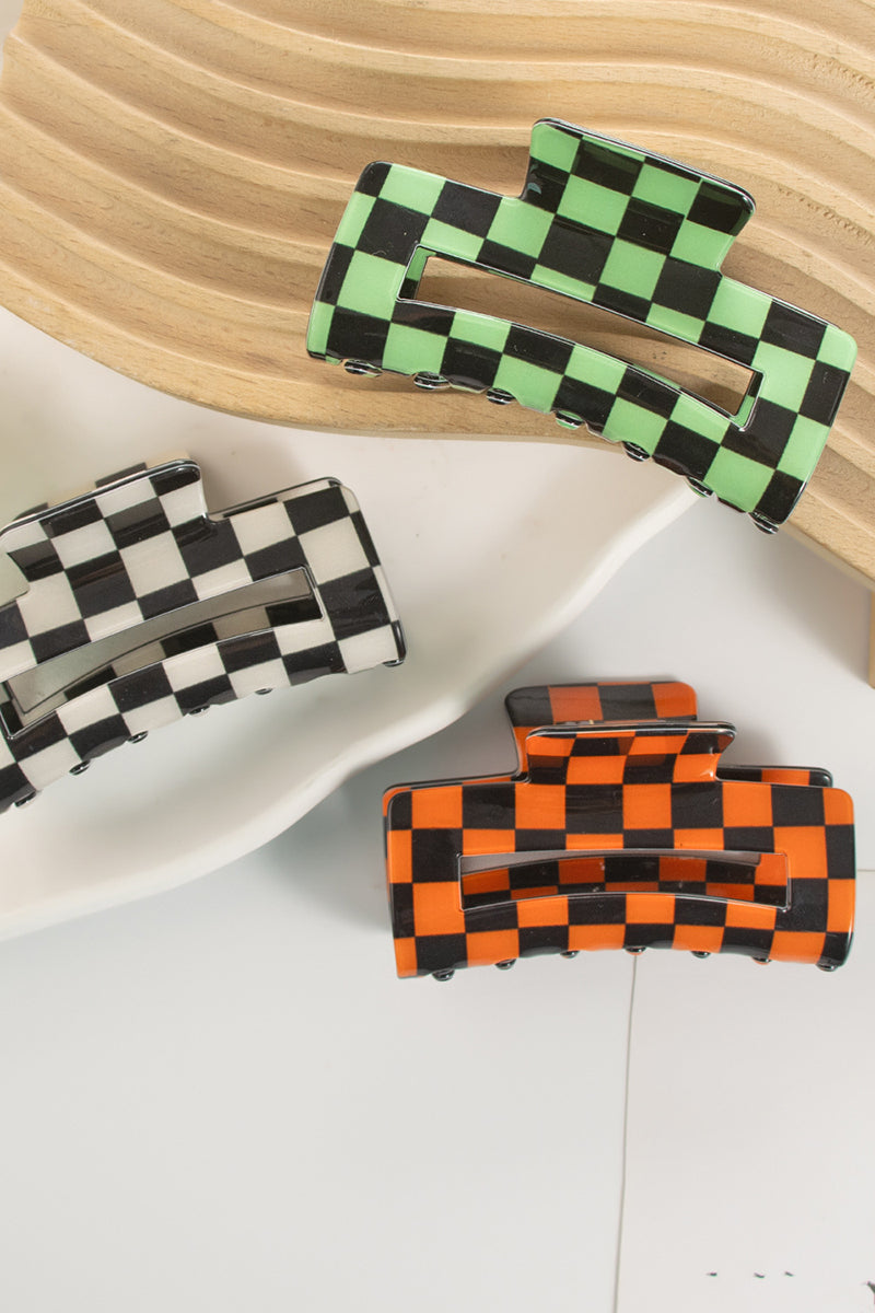 Checkered Pattern Hair Claw Clip