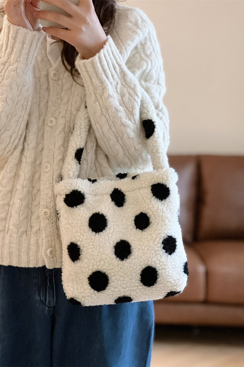 Polka Dot Fluffy Handle Bag