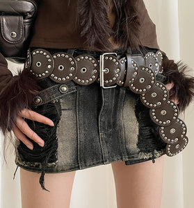 Studded Circle Statement Belt