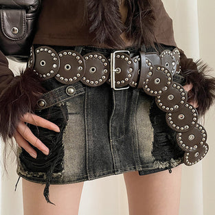Studded Circle Statement Belt