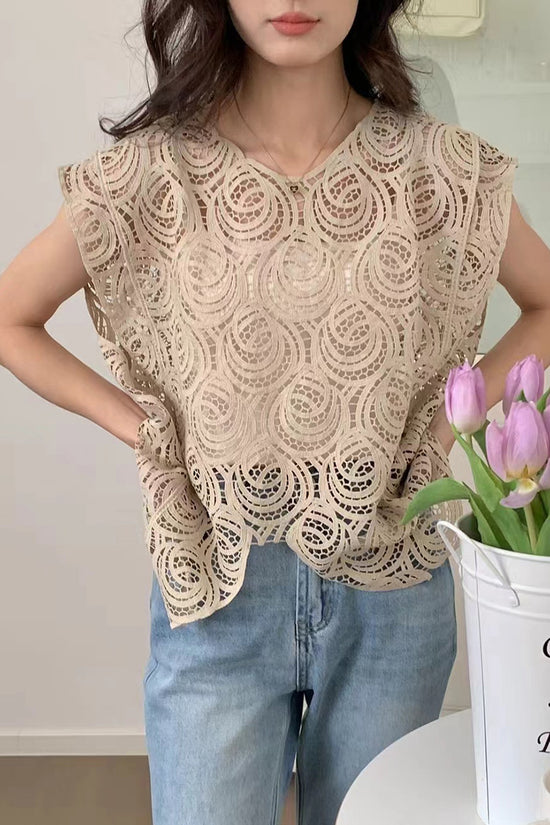 Intricate Sleeveless Lace Tank Top
