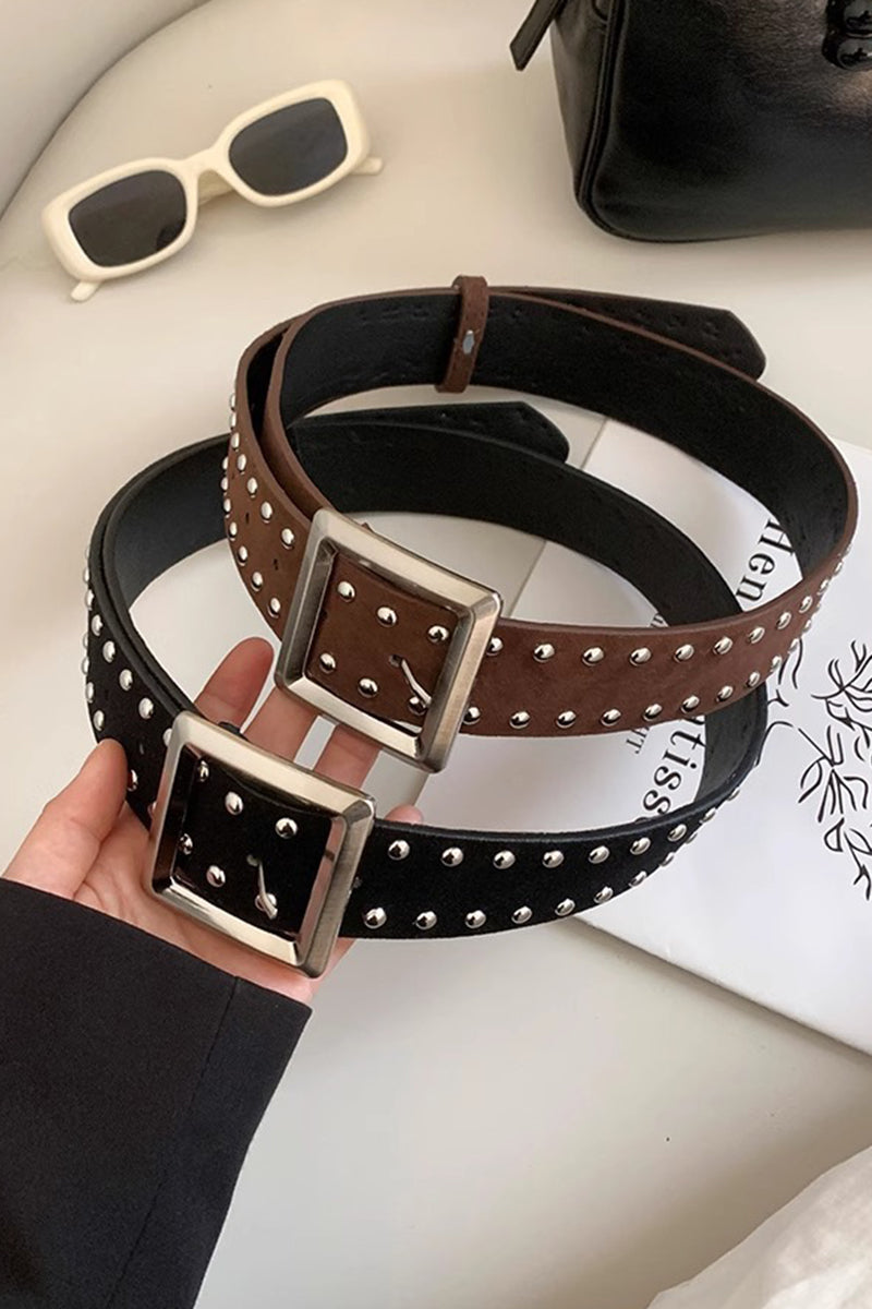 Studded Square Buckle Belt
