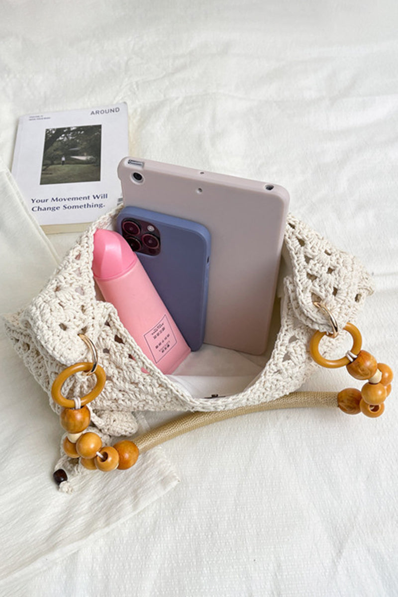 Chic Crochet Handbag with Beaded Handle