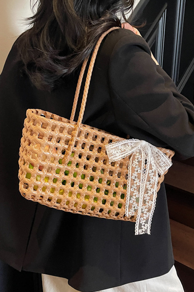 Elegant Woven Tote with Bow