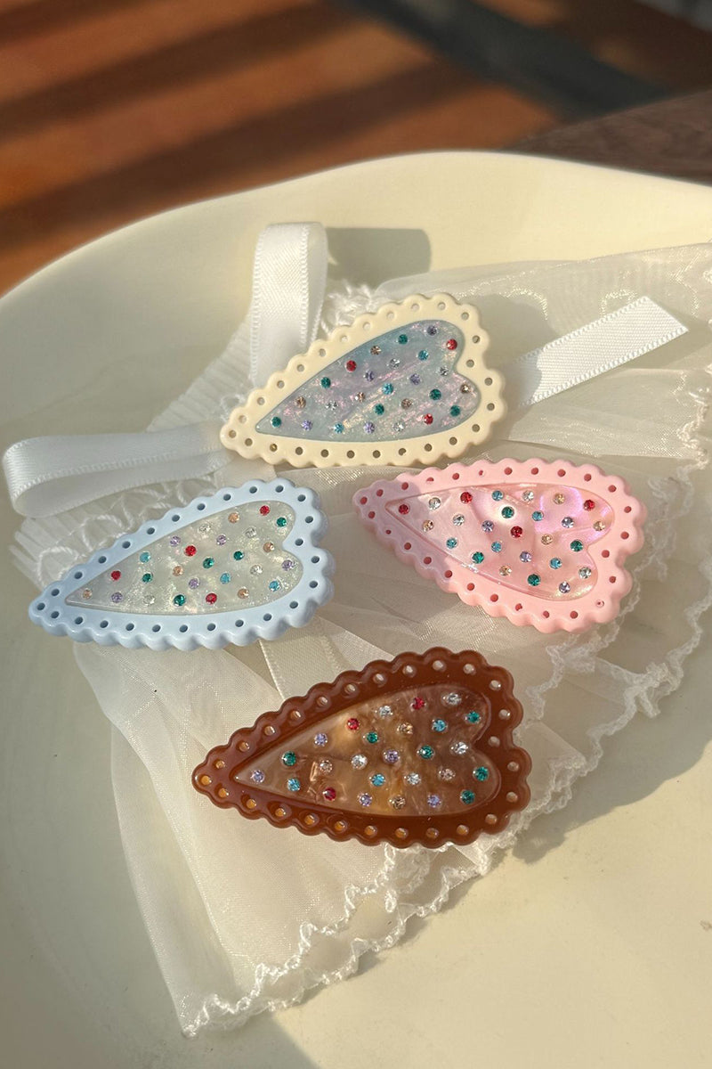 Heart-Shaped Gem Hair Clip