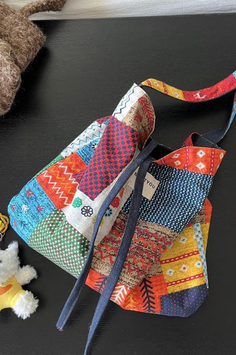 Patchwork Tote with Plush Charm