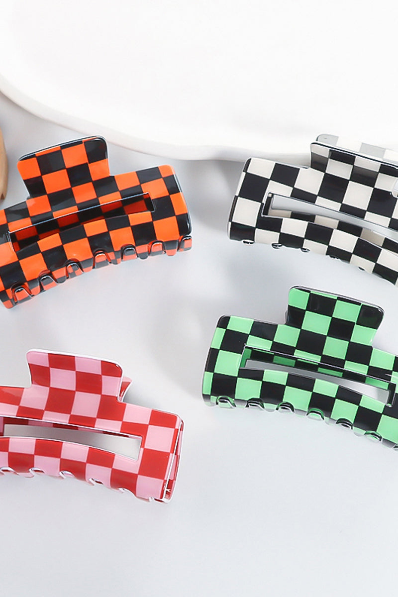 Checkered Pattern Hair Claw Clip