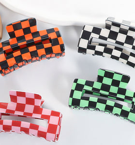 Checkered Pattern Hair Claw Clip