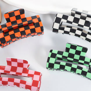 Checkered Pattern Hair Claw Clip
