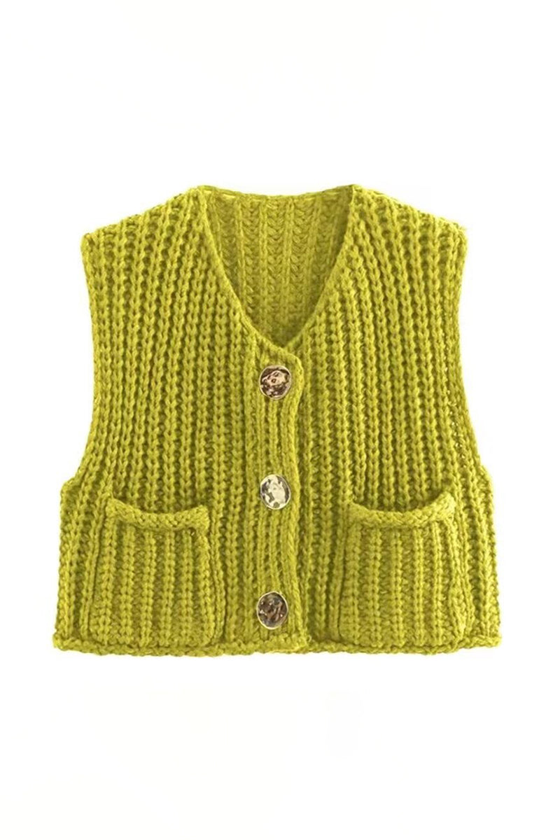 Button-Up Knitted Sweater Vest