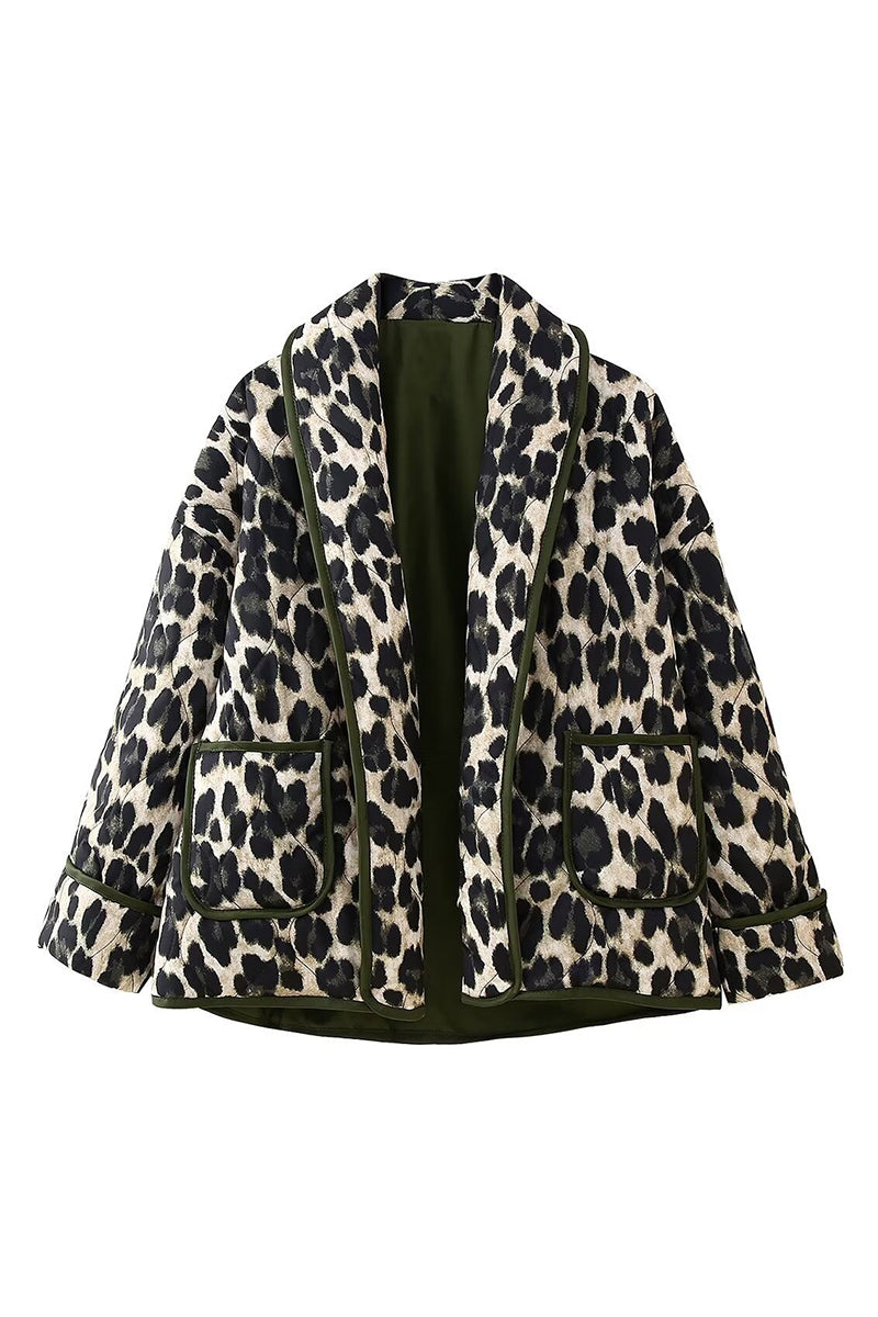 Leopard Print Open-Front Jacket