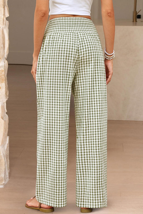 Checkered Wide-Leg Casual Pants