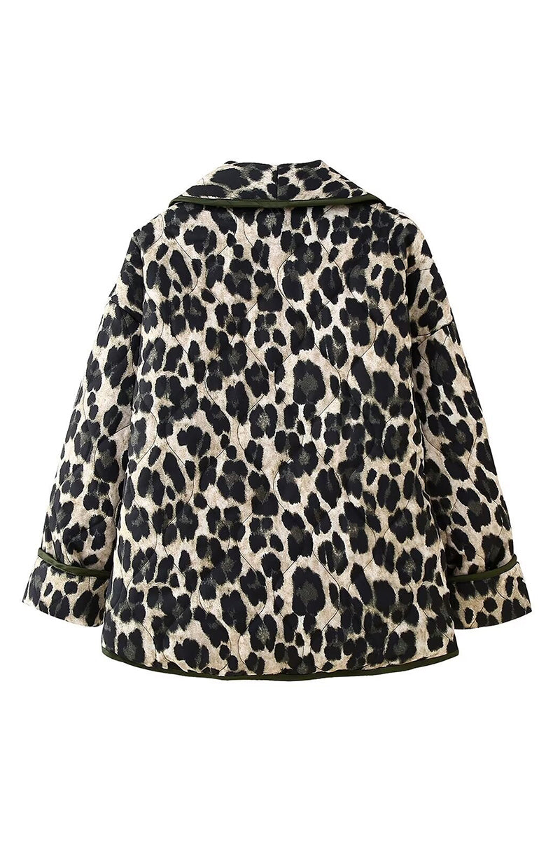 Leopard Print Open-Front Jacket