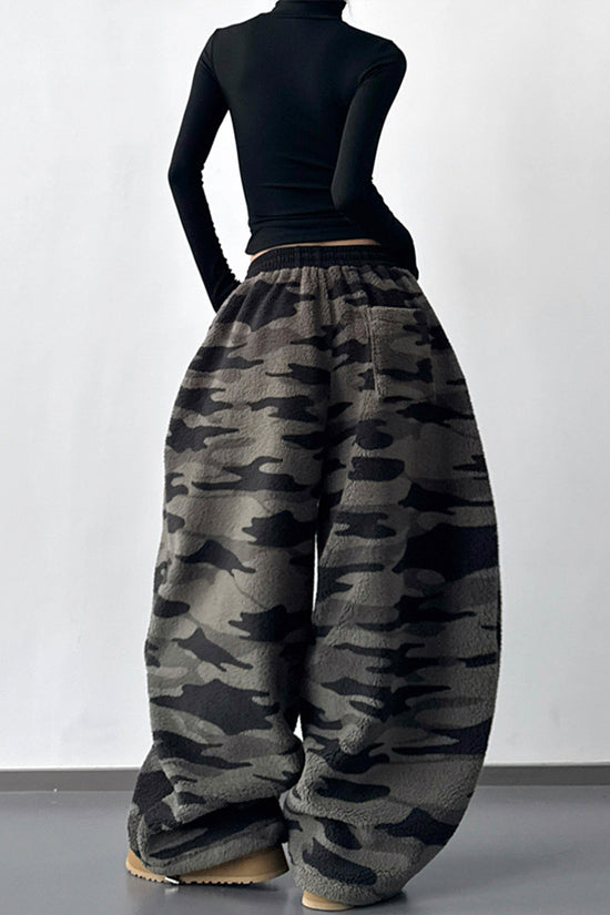 Wide-Leg Camouflage Casual Pants