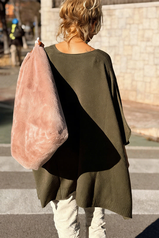Oversized V-Neck Sweater Poncho