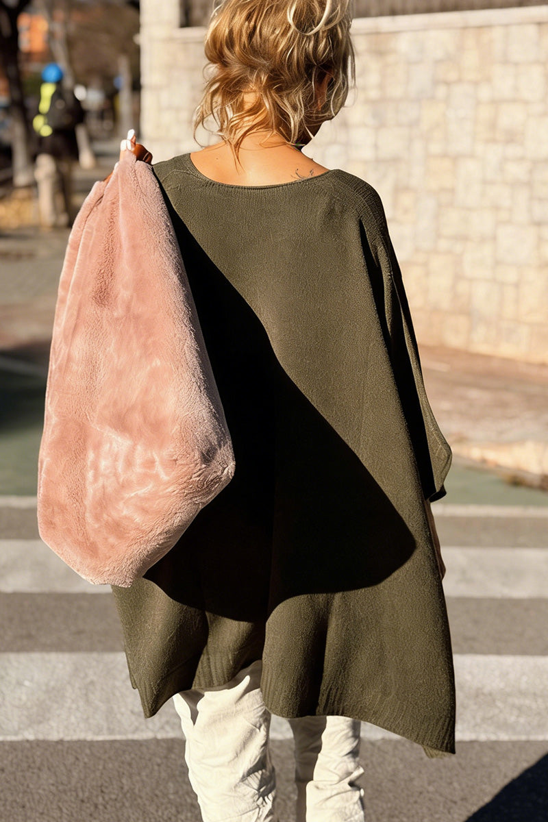 Oversized V-Neck Sweater Poncho