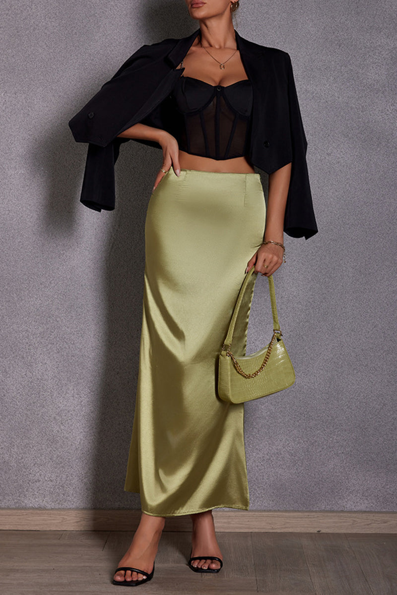 Mermaid-Style High-Waist Midi Skirt