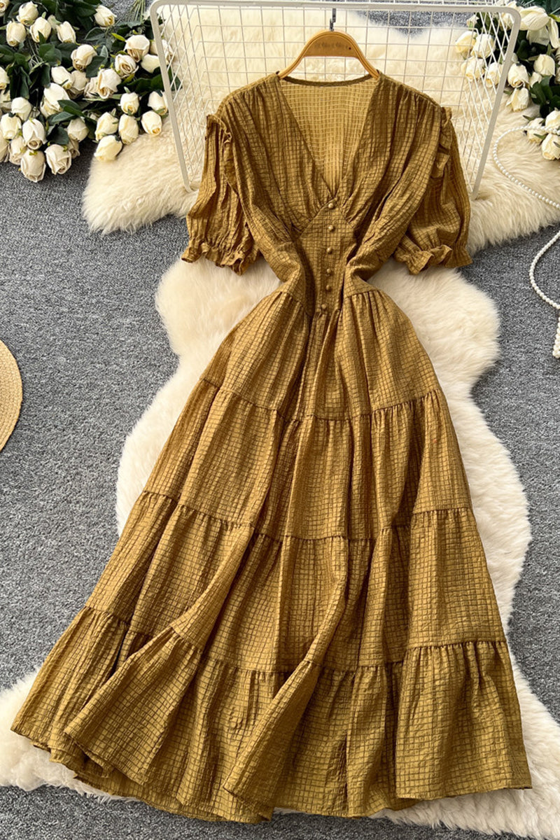 Effortless Tiered Button-Detail Dress