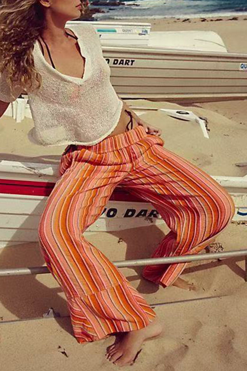 Striped Wide-Leg Casual Pants