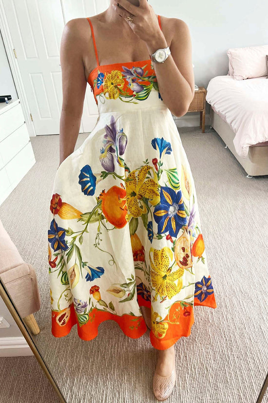 Tropical Print Sleeveless Casual Dress