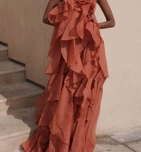 Layered Ruffle Halter Dress