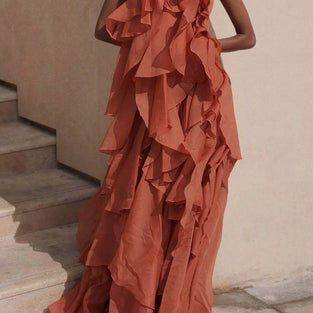 Layered Ruffle Halter Dress