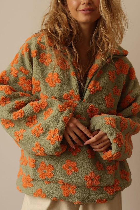 Floral Zip-Up Fleece Jacket
