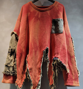 Distressed Patchwork Oversized Sweater