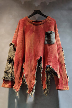 Distressed Patchwork Oversized Sweater