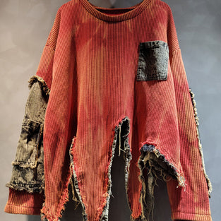 Distressed Patchwork Oversized Sweater